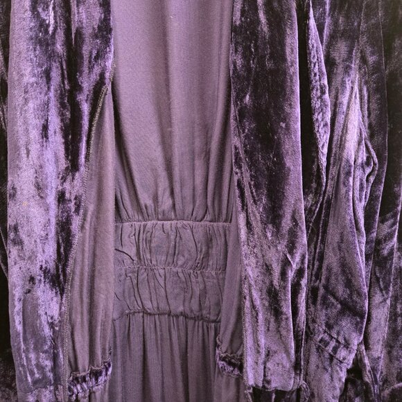 Vintage Soft Surroundings Purple Rayon Embroidered Robe - Picture 9 of 11